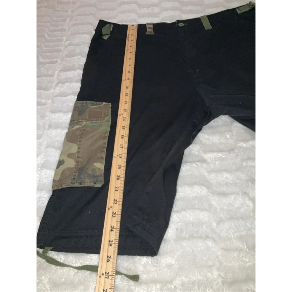 Raw Blue Cargo Shorts Mens Black Y2K Hip Hop Streetwear‎ Embroidered Size XL